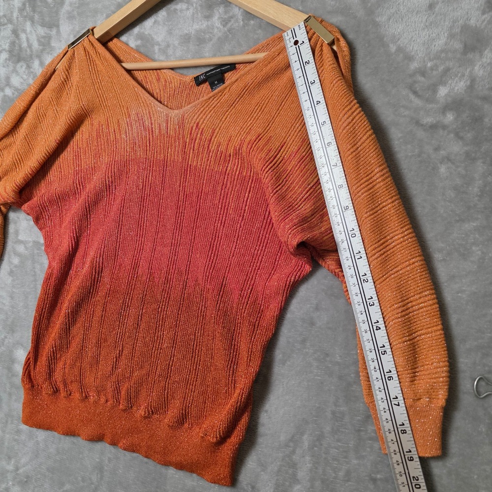 INC International Concepts Ombre Metallic Cold Shoulder Sweater Size M Glam Fall - Picture 4 of 7